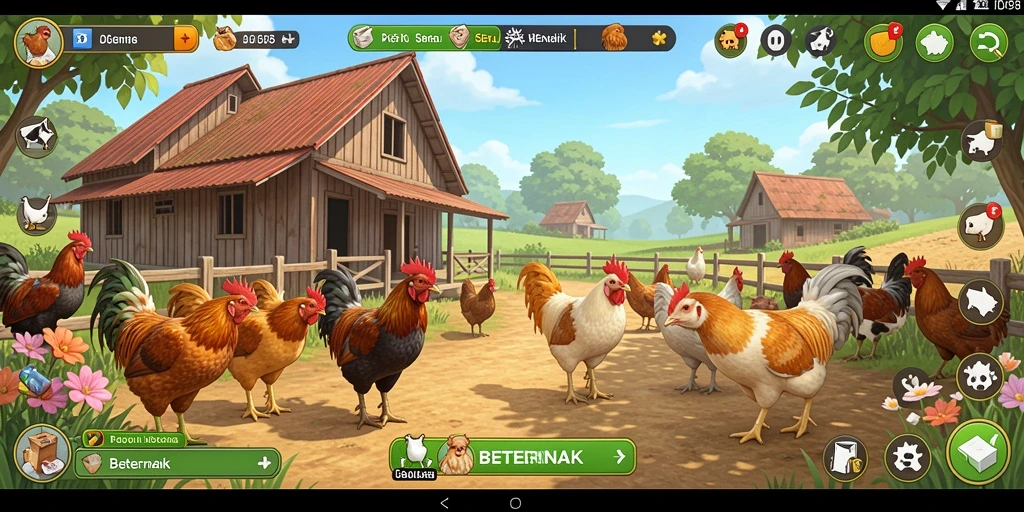 Tampilan antarmuka game Beternak ID098 yang menarik.