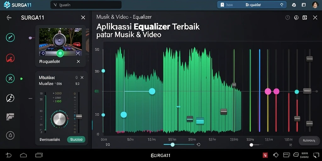 Antarmuka SURGA11 dengan fitur Equalizer yang lengkap dan user-friendly.