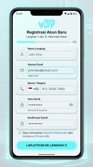 Buat Akun Baru di v39 dengan Mudah